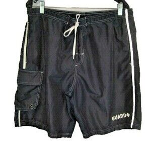 Mens Sportif Navy Lined Nylon Lifeguard Swim Shorts sz Lx9
